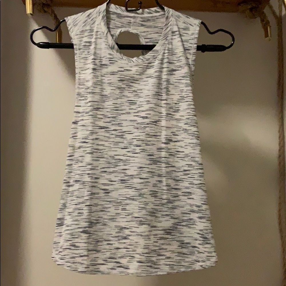 lululemon heather grey, open back tank top, size 6